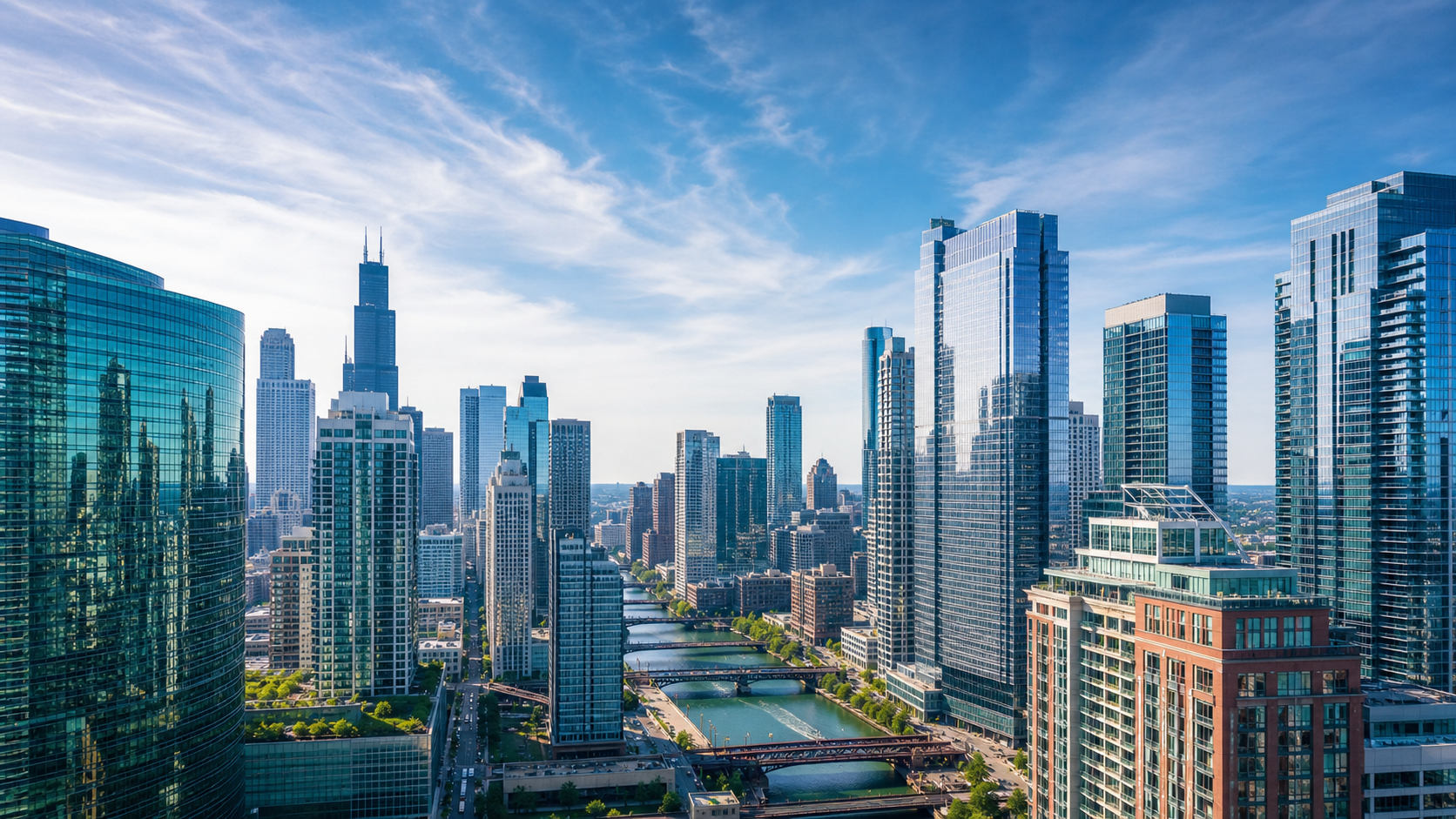 Chicago skyline with modern skyscrapers