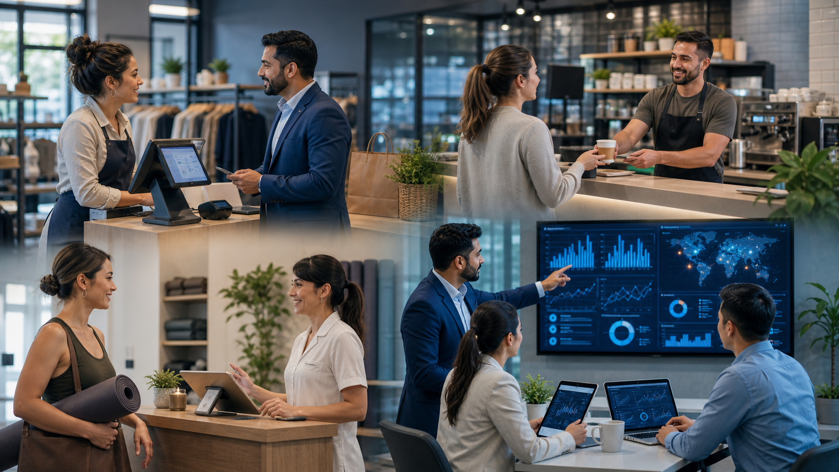 Local business industries using POS, dashboards, and digital systems
